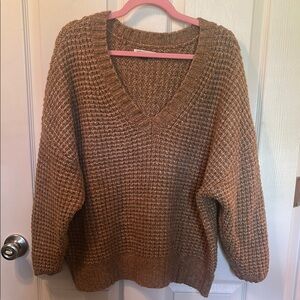 American Eagle Outfitters Brown V-Neck Sweater